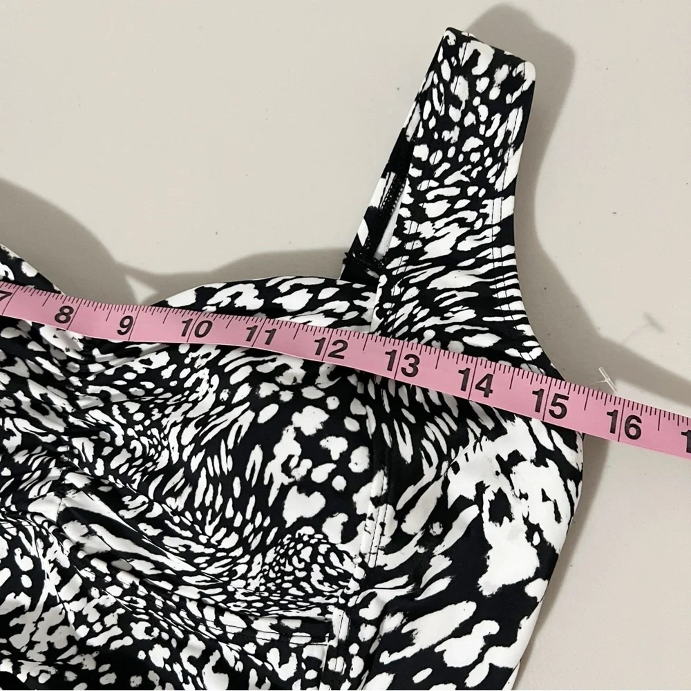 Swim Solutions New! Printed Ruched-Front One Piece Swimsuit Size 12 - Picture 7 of 10